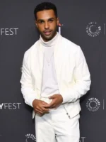 Alfie TV Series Emily in Paris Season 3 Lucien Laviscount White Bomber Jacket