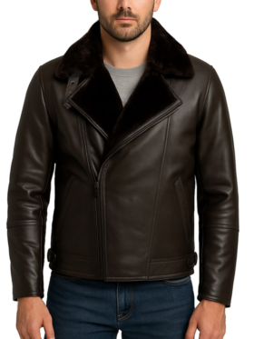 Brown shearling leather jacket