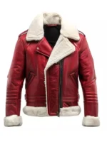 Christmas Red Leather Shearling Jacket