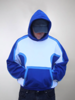 Cropped contrast color hoodie with puff print on the back.