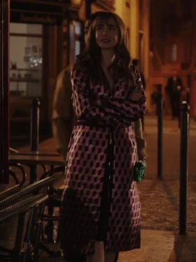 Emily In Paris Season 03 Lily Collins Pink Damita Coat