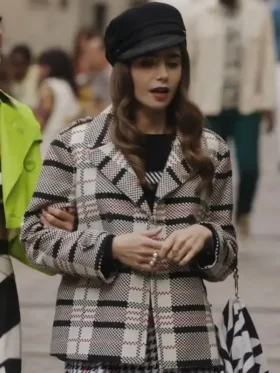 Emily In Paris S03 Lily Collins Wool Check Jacket