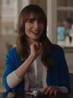 Emily In Paris Season 3 Lily Collins Blue Cardigan