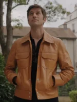 Emily in Paris S03 Gabriel Brown Leather Jacket