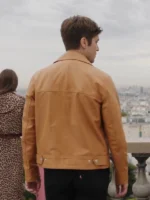 Emily in Paris S03 Gabriel Brown Leather Jacket For Men