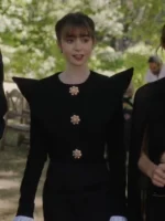 Emily in Paris S03 Lily Collins Black Cotton Top