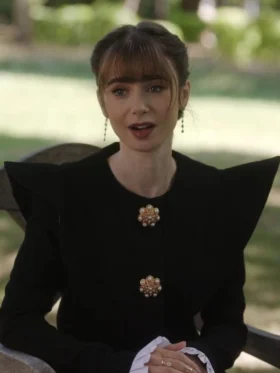 Emily in Paris S03 Lily Collins Black Top in cotton