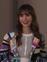 Emily in Paris S03 Lily Collins Pop Art Design Printed Blazer