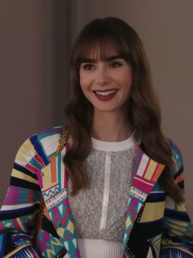 Emily in Paris S03 Lily Collins Pop Art Design Printed Blazer