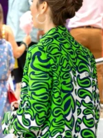 Emily in Paris Season 3 Lily Collins Green Printed Coat