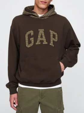 Gap-Houndstooth-Logo-Hoodie-Brown