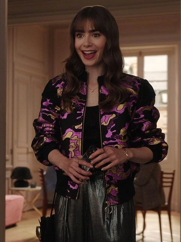 Lily Collins Emily In Paris Season 3 Bomber Jacket Lily Collins Emily In Paris Season 3 Bomber Jacket