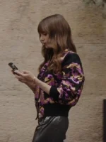 Lily Collins Emily In Paris Season 3 Purple Bomber Jacket