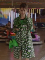 Lily Collins Emily in Paris Season 3 Emily Cooper Green Printed Coat