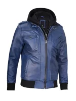 Mens Blue Leather Jacket