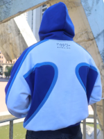 Mens Cropped contrast color hoodie with puff print on the back