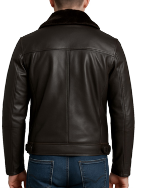 Men’s Dark Brown Shearling Leather Jacket - TV JACKETS