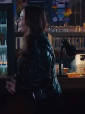 Michala Brasseur TV Series Shoresy S02 Pam Black Leather Jacket
