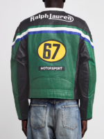 Polo Ralph Lauren Green Leather Café Racer Jacket For Men