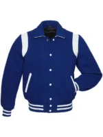 Retro Royal Wool with White Leather Varsity Jacket