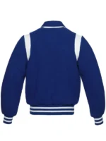 Retro Royal Wool with White Leather Varsity Jacket For Men