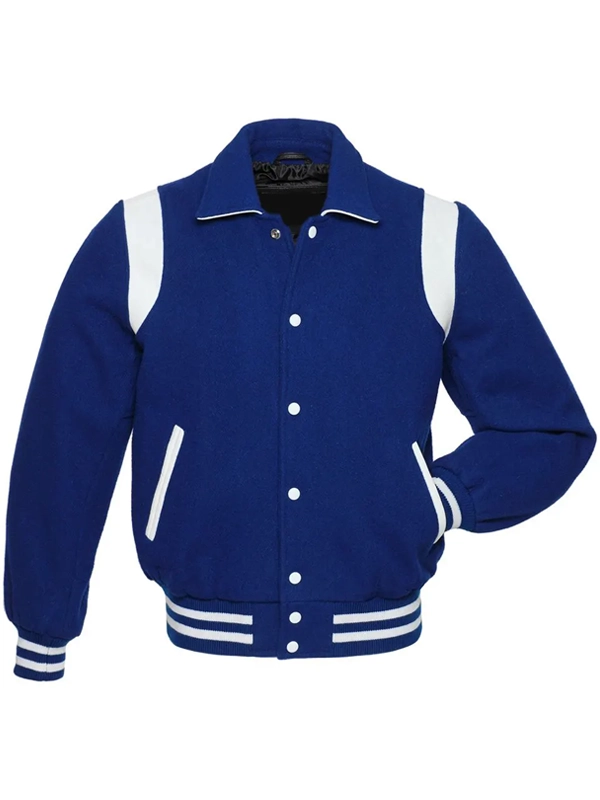 Retro Royal Wool with White Leather Varsity Jacket Retro Royal Wool with White Leather Varsity Jacket
