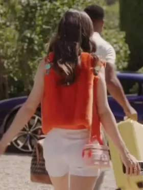 TV Series Emily In Paris S03 Lily Collins Orange Embroidered Vest