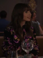 TV Series Lily Collins Emily In Paris Season 3 Purple Bomber Jacket