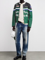 Unisex Polo Ralph Lauren Green Leather Café Racer Jacket