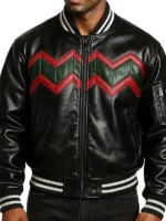 black and red leather christmas jacket