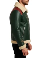 green leather winter jacket