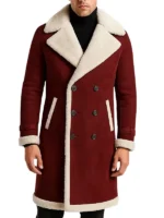 men’s maroon shearling coat