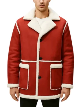men’s red shearling Santa Christmas Jacket