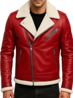 men’s red shearling leather jacket