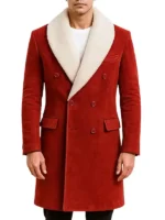 Men’s Red Shearling Christmas Long Coat
