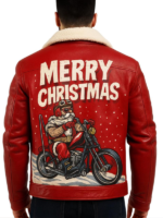 red winter leather jacket