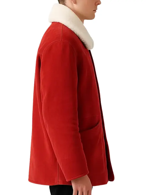 shearling coat with white collar