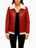 women’s red shearling jacket