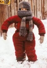 A Christmas Story snow suit costume with Randy almost completely bundled up and struggling to move.