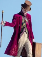 Classic purple coat Willy Wonka jacket, famous movie costume in velvet or wool fabric.