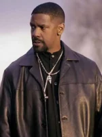 Closeup of Denzel Washington as Alonzo Harris in his iconic Denzel Washington LAPD leather coat.