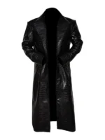 Iconic Morpheus Fishburne alligator coat with embossed leather pattern, belt design