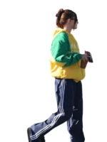 Right side view of the yellow and green Marty Supreme varsity jacket.