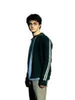 Harry Potter grey striped track jacket (dark blue/grey). Daniel Radcliffe wears the iconic Hogwarts track jacket Harry Potter.