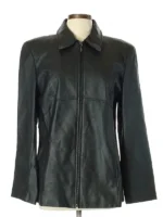 Front view of the zip-up Jacqueline Ferrar leather jacket, featuring a classic collar.