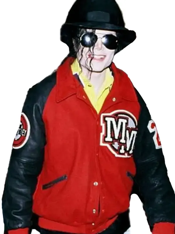 Michael-Jackson-Red-Fleece-Letterman-Varsity-Bomber-Jacket