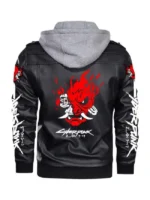 Back view of the Samurai Jacket showcasing the glowing flaming skull logo.