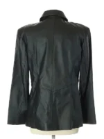 Back view of a vintage Jacqueline Ferrar leather jacket, showcasing the design of this Jacqueline Ferrar cropped leather jacket.