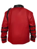The clean back design and structured silhouette of the Michael Jackson red 1987 jacket.