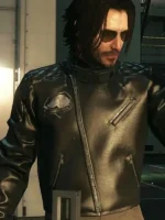 Johnny Silverhand Jacket for men featuring the iconic Samurai logo and a rugged black finish.